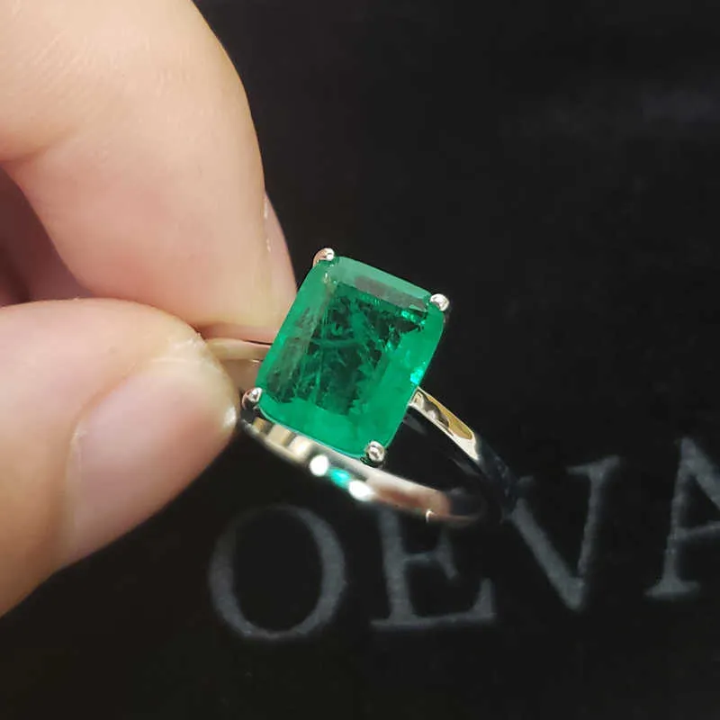 OEVAS твердые обручальные кольца из стерлингового серебра 925 пробы для женщин, сверкающие изумруды, высокоуглеродистые бриллианты, ювелирные изделия для помолвки, подарок8491237