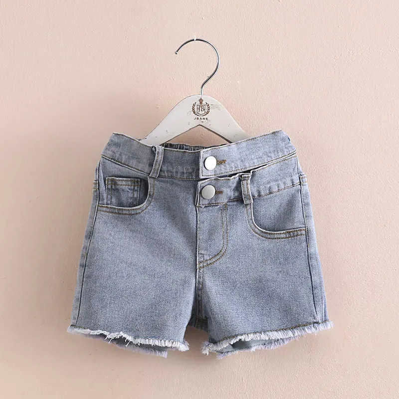 Sommar Casual 3 4 5 6 7 8 9 10 11 12 År frites Slitage Tonåringar Jeans Trend Knappar Denim Shorts för barn Baby Girls 210529
