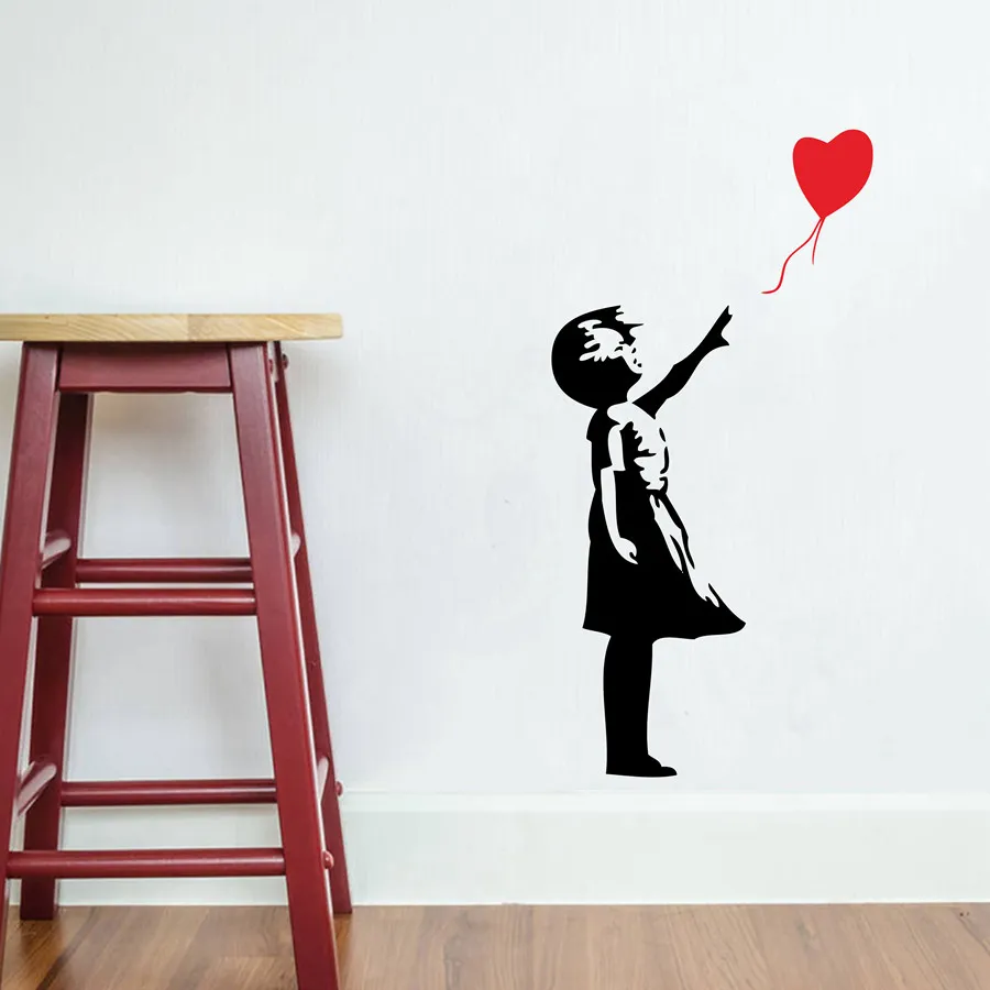 Banksy Girl Balloon Decor Vinyl Sticker