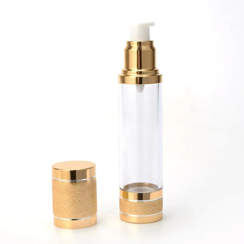 15ml 30ml 50ml Gold Glitter Diamond Bottiglie vuoto senz'aria di lusso Emulsione Lozione Fragranza Profumo Flacone spray 10 pz / lotto