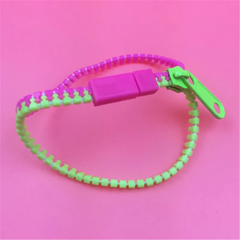 New Zip Bracelet Wristband Dual Zipper Bracelet Fluorescent Neon Creative bracelet for women