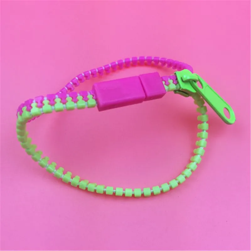 Nova pulseira de correr pulseira dual zipper pulseira fluorescente pulseira criativa de néon para as mulheres