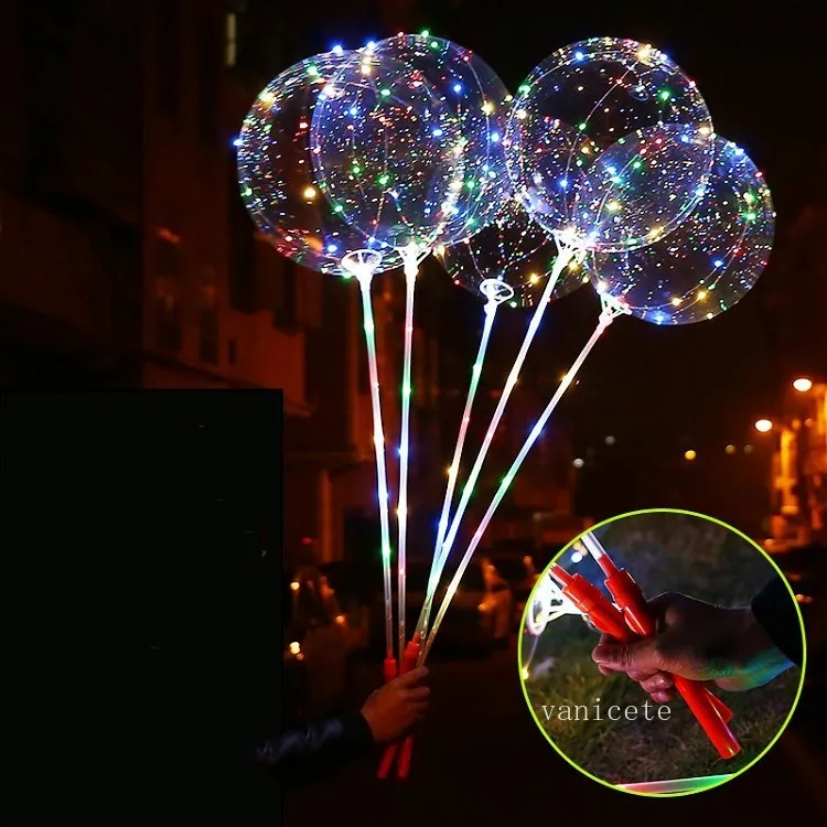Party Favorit Led Bobo Ballong med pinne 3m String LED Light Christmas Halloween Födelsedag Ballonger Party Decor T2i53193