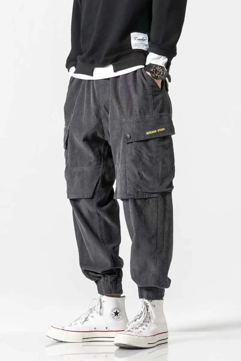 Pantaloni cargo da uomo Pantaloni hip-hop alla caviglia Pantaloni morbidi stile coreano Harajuku Pantaloni da uomo alla moda da strada Pantaloni casual in velluto a coste Boy X0723