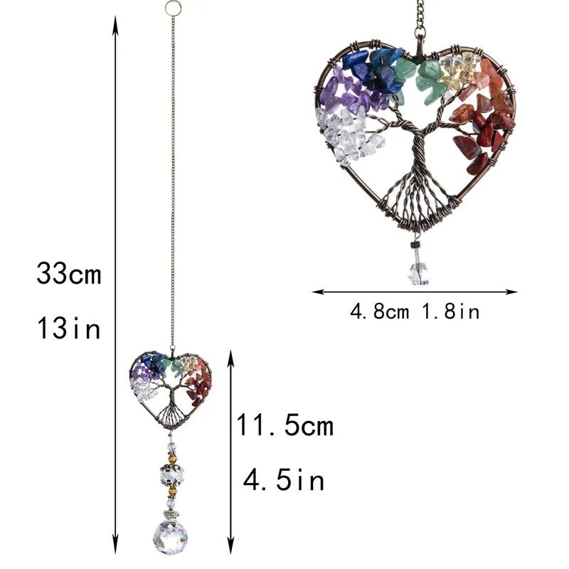 Hangerkettingen 3 STUKS Handgemaakte Suncatcher Draadgewikkelde Stenen Ketting Hangende Ornament Met Kristallen Druppelprisma Voor Thuis Auto BMF8197h