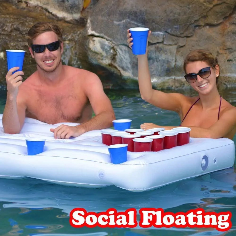 Summer Party Emmer Cup Head Inflatable Pool Float Beer Drinks Cooler Table Bar Tray Beach Swimming Ring2944737