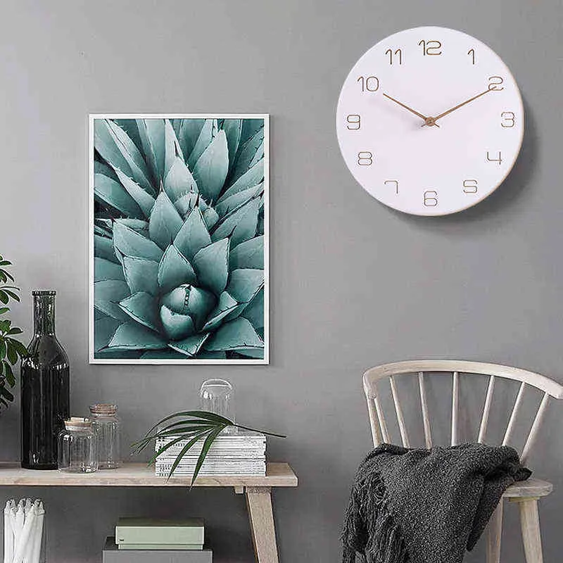 Nouvelle horloge en bois moderne minimaliste nordique horloge salon décoration de la maison accessoires mode atmosphère muet Quartz horloges murales H1230