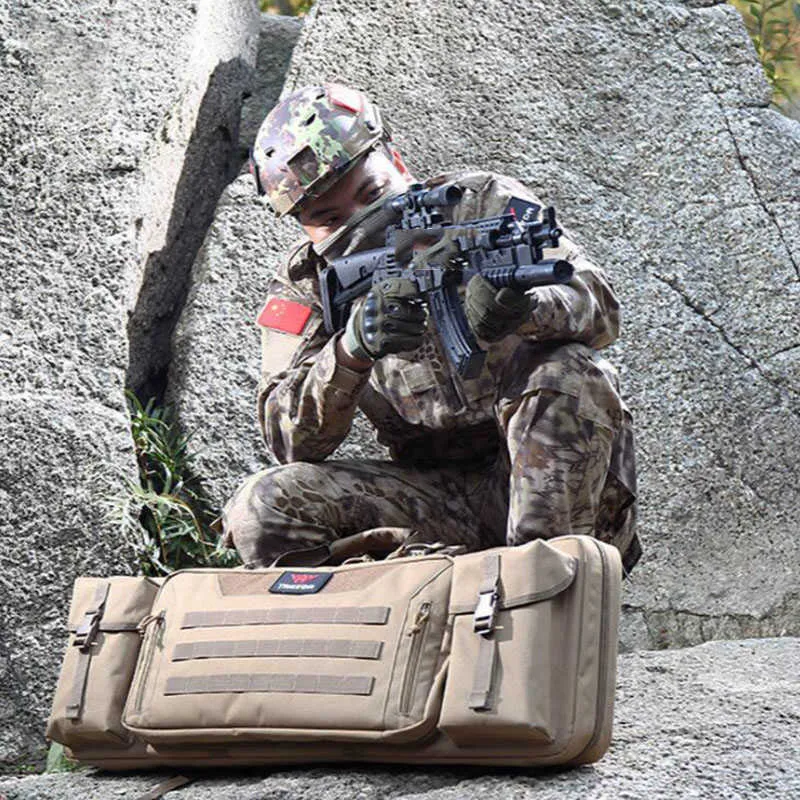 Taktisk 36 tum 90 cm dubbel gevärväska Molle Gun Case ryggsäck för M4 AK47 Carbine Airsoft Portable Bag Accessories for Hunting Q08920758