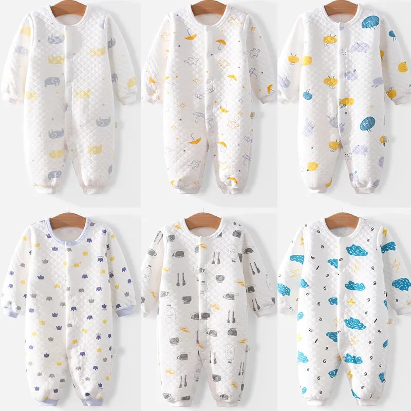 Herfst winter lente kinderen warme diepte-rompertjes jongen meisje zachte bovenkleding dikker katoenen geboren baby baby romper body suits 220211