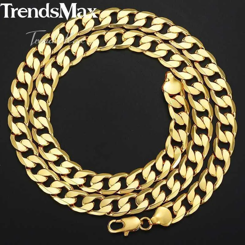 Trendenmax - мужское ожерелье хип-хоп, золотое ожерелье, кубинская мужская сеть сетки, ювелирные изделия, оптом прямой подарок, 12 мм, кгн270 q0809