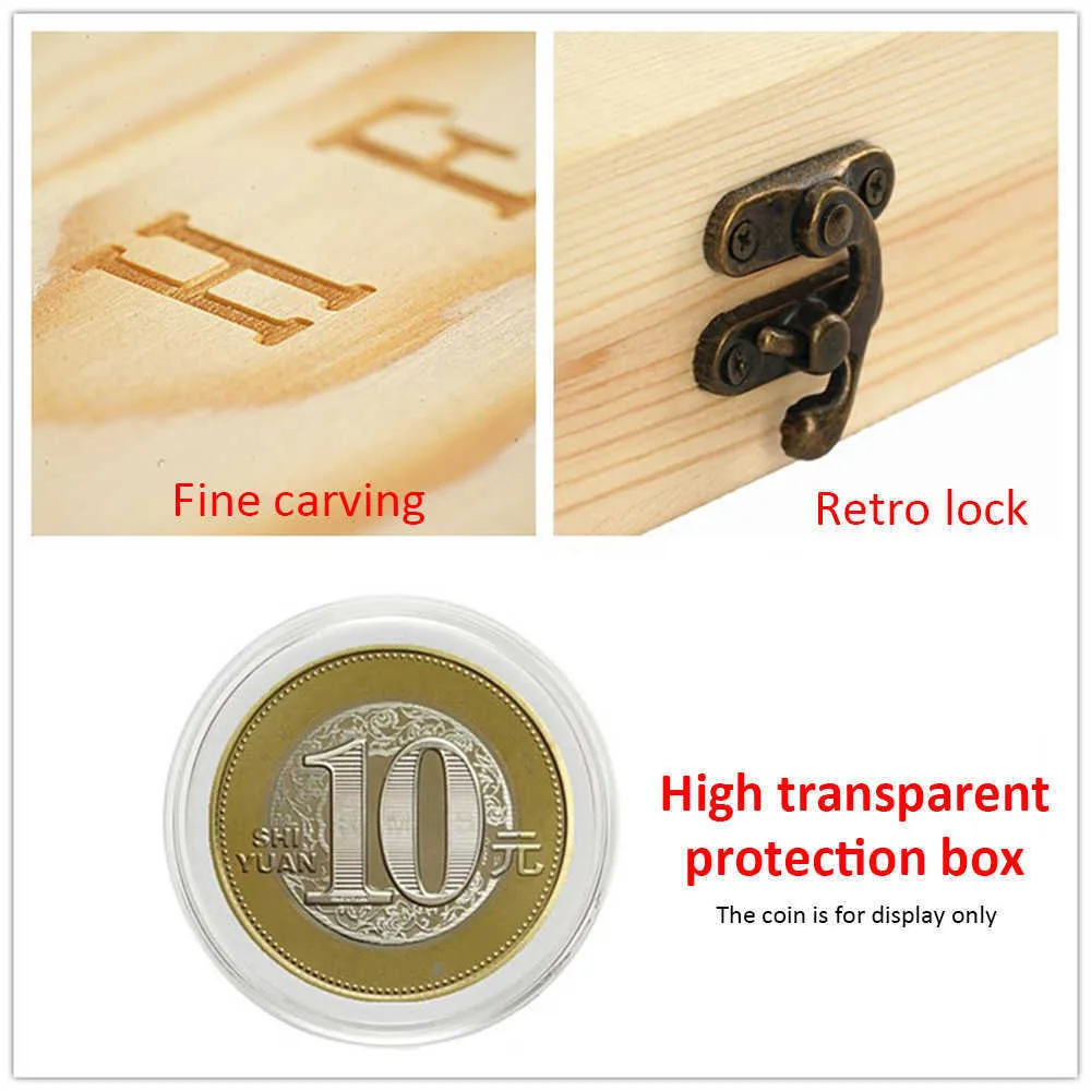 Pomaganiowy zestaw monet pudełko pudełka regulacyjne drewniane obudowa S Storage 2109147725064