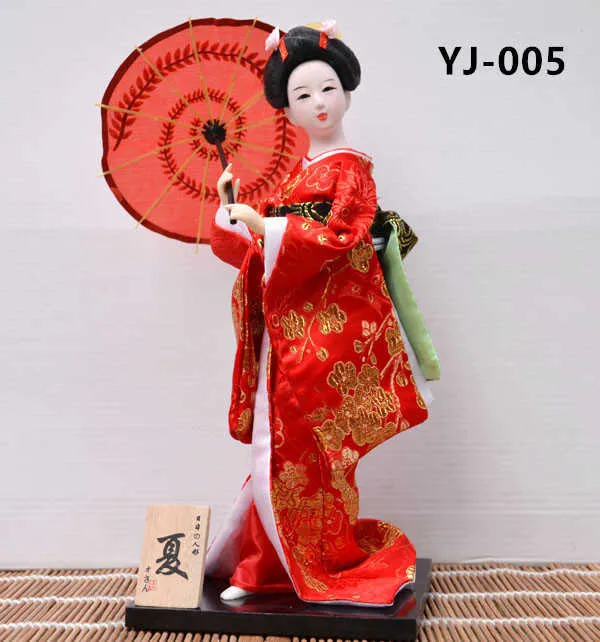 Myblue 30cm kawaii japanska anime geisha kimono docka hus dekorativa figurer hemrum dekoration tillbehör mordern 211108