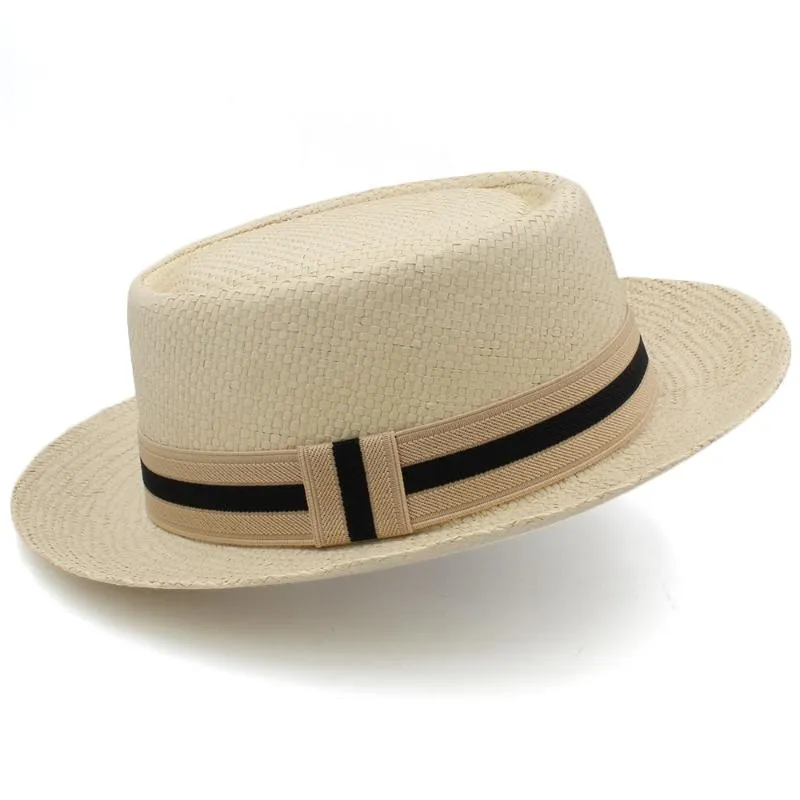 Chapeaux à bord large plus grande taille US 7 1 2 UK XL Men femmes Paille de paille classique Fedora Sunhats Trilby Caps Summer Boater Beach Travel2975