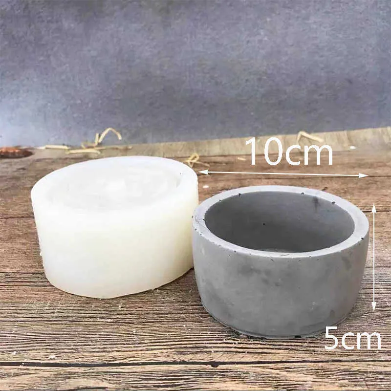 Moule de récipient de bougie ronde moule de bougie en béton moules en silicone porte-stylo moule en plâtre moules de planteur de ciment 210722