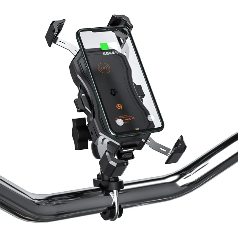 Bike Mount Универсальный Мотоцикл Сотовый Телефон Анти встряхивая Craw Clamp Wireless / USB Быстрый зарядки Мобильный Держатель