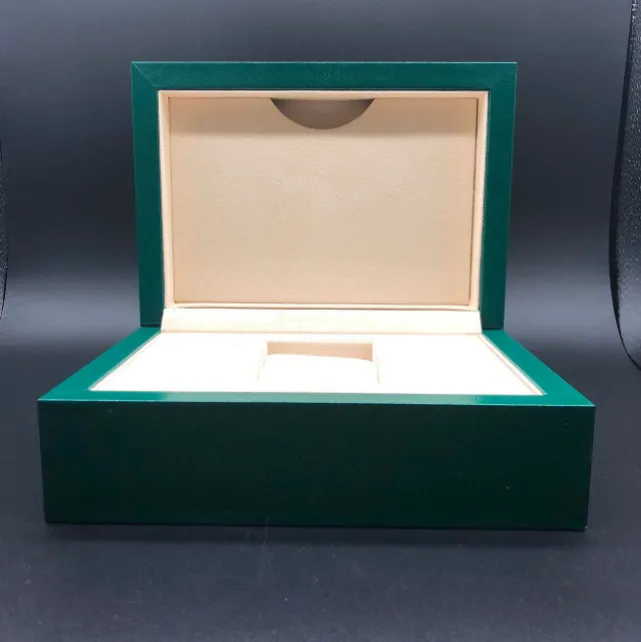 Jakość Dark Green Watch Box Pare Dift Dift dla Tagów i papierów do broszury RLX w angielskim szwajcarskim pudełku na rękę 212f