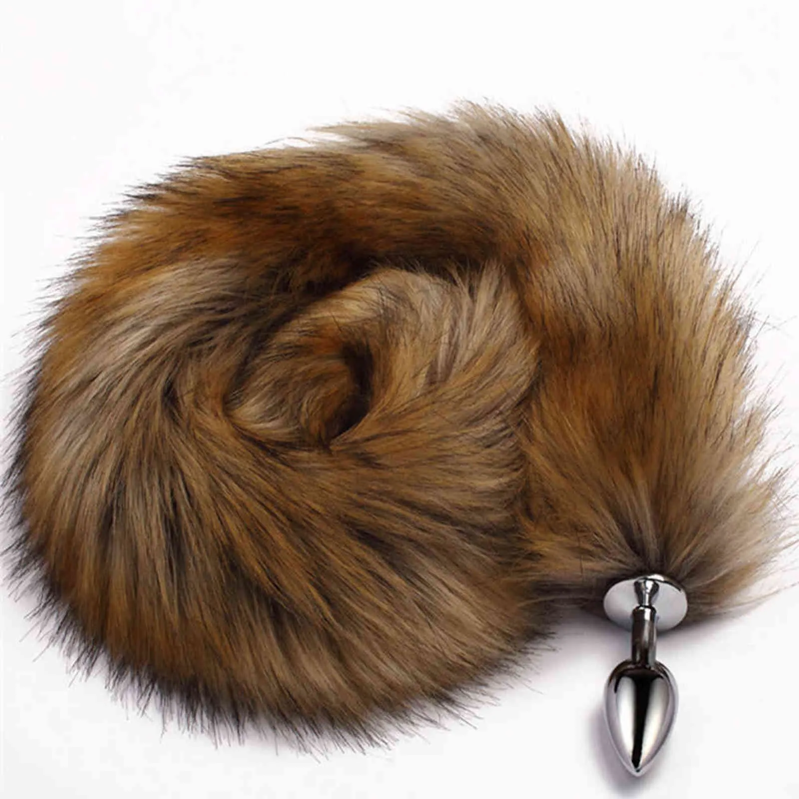 Nxy Sex Anal Toys 78cm Super Long Tail Plug Faux Fur Metal Butt Cosplay Cosplay Adult Novelty Beads Toys Toys for Man Women 1220