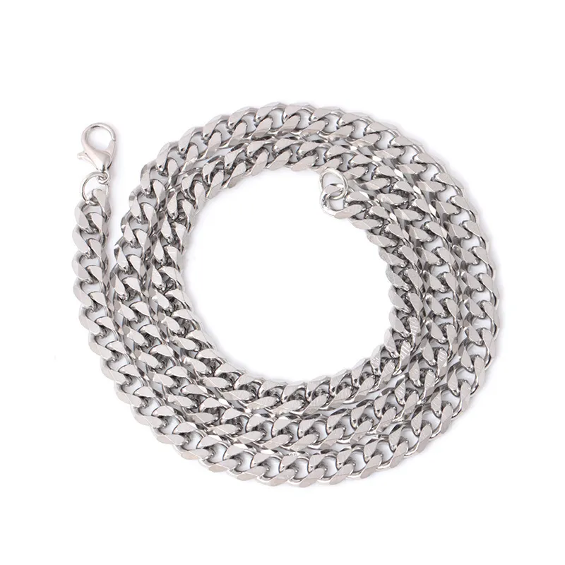 VRIUA Width 4 5 6 9MM 18-26 inch Customize Length Mens High Quality Stainls Steel Necklace Curb Cuban Link Chain Jewerly167G
