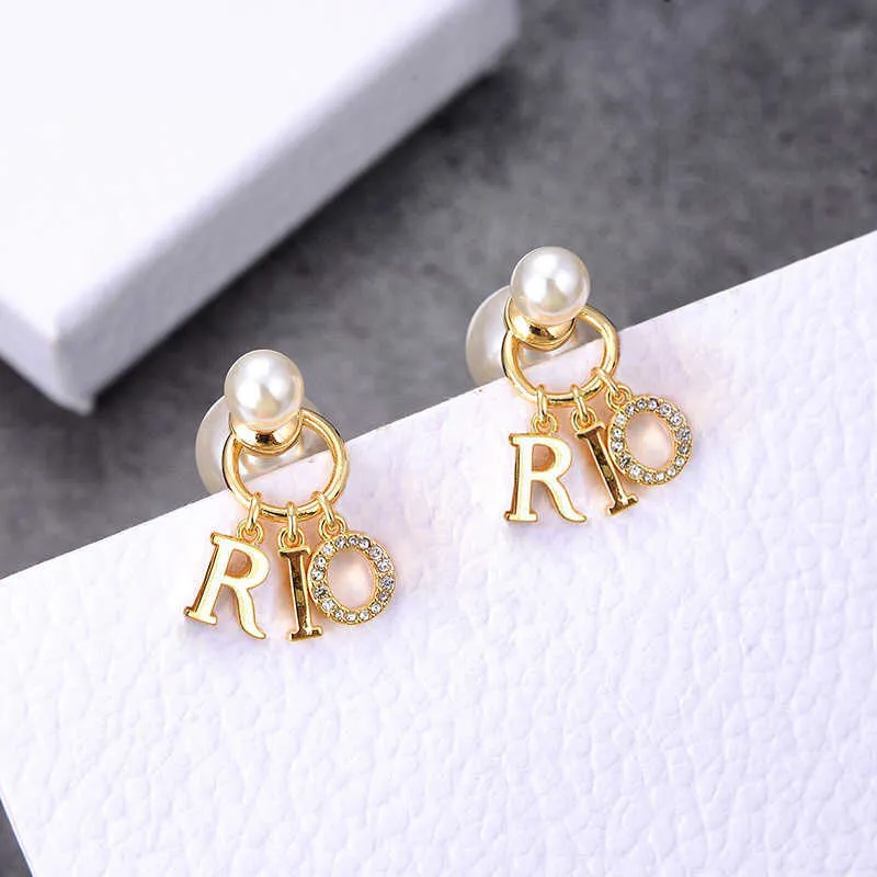 Instagram Fashion Luxury Brand Earring Style Letter Earring Vintage For Party Wedding 211012