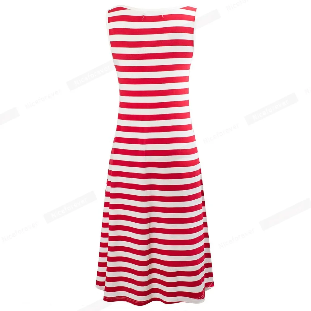 Nizza-für immer Sommer Frauen Vintage Streifen Ärmellose Sonnenkleider Lässig Übergroßes Schicht Kleid 2Bty735 210419