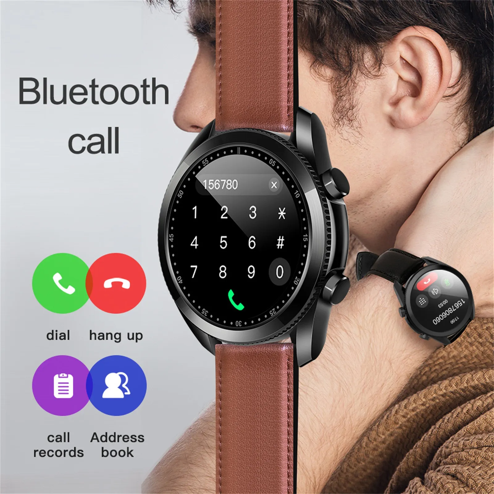 UM90 Smart Watch New 2020 Men039S Bluetooth Watch Black Digital Digital Watches for Android Xiaomi Huawei Samsung8630055