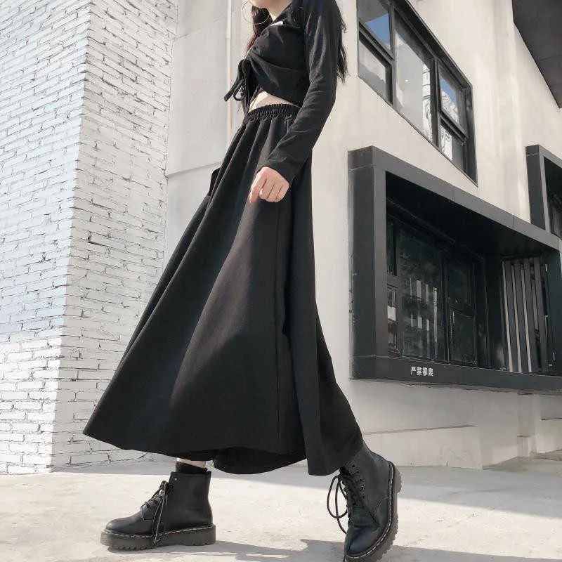 Harajuku Punk Style Skirt High Waist Splicing Buckle Irregular Gothic Skirt Black Fashion Streetwear Freely Adjustable 210621
