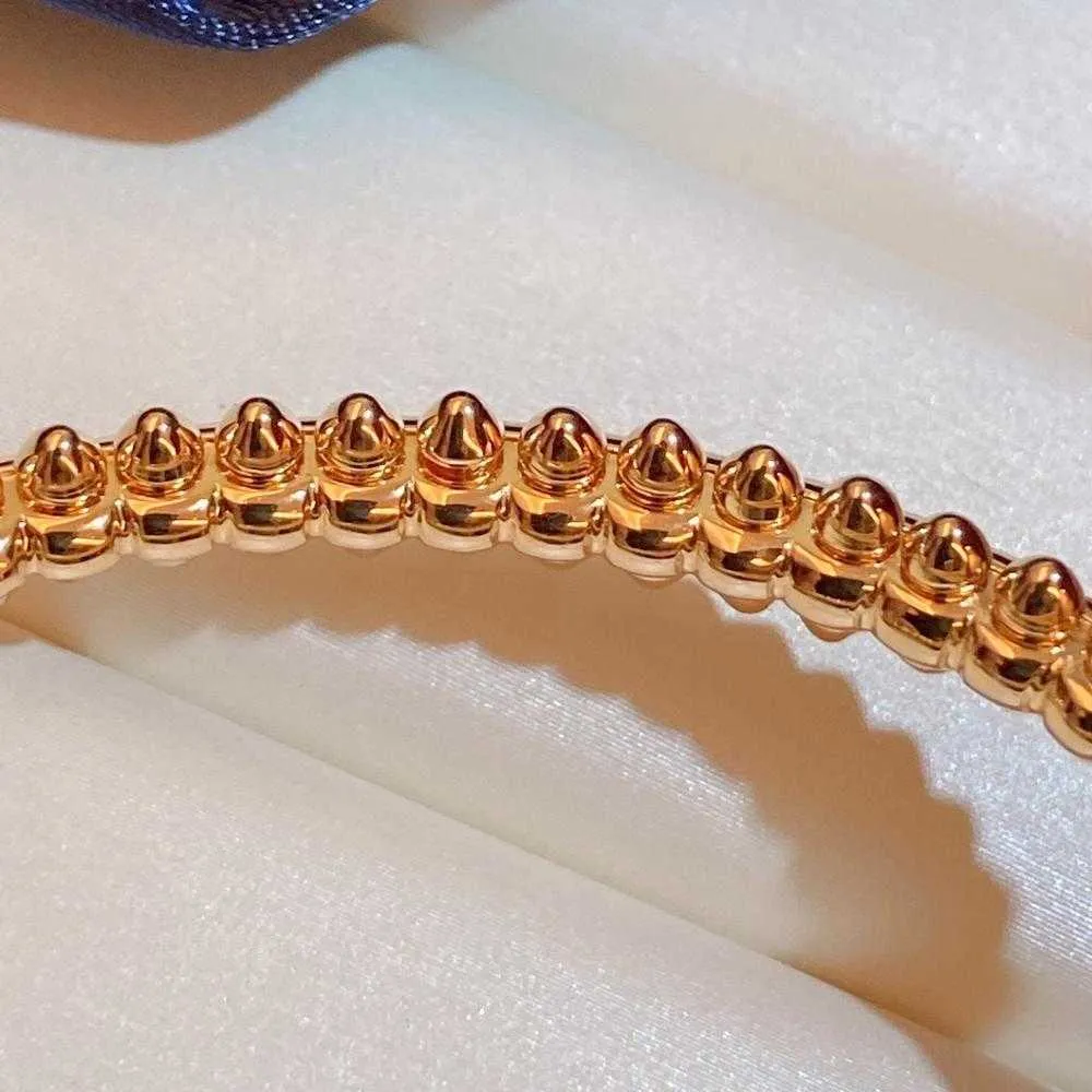 Najlepsza marka Pure 925 Srebrna biżuteria dla kobiet Rose Gold Bolegle steampunk Boletka Wedding Biżuteria wokół nit Bangle6598189