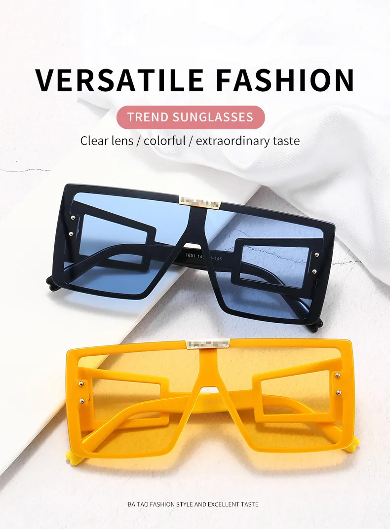 2021 große Rahmen Quadrat Sonnenbrille Frauen Männer Luxus Marke Design Sonnenbrille Männlichen Vintage Brillen Oculos De Sol Feminino Gafas