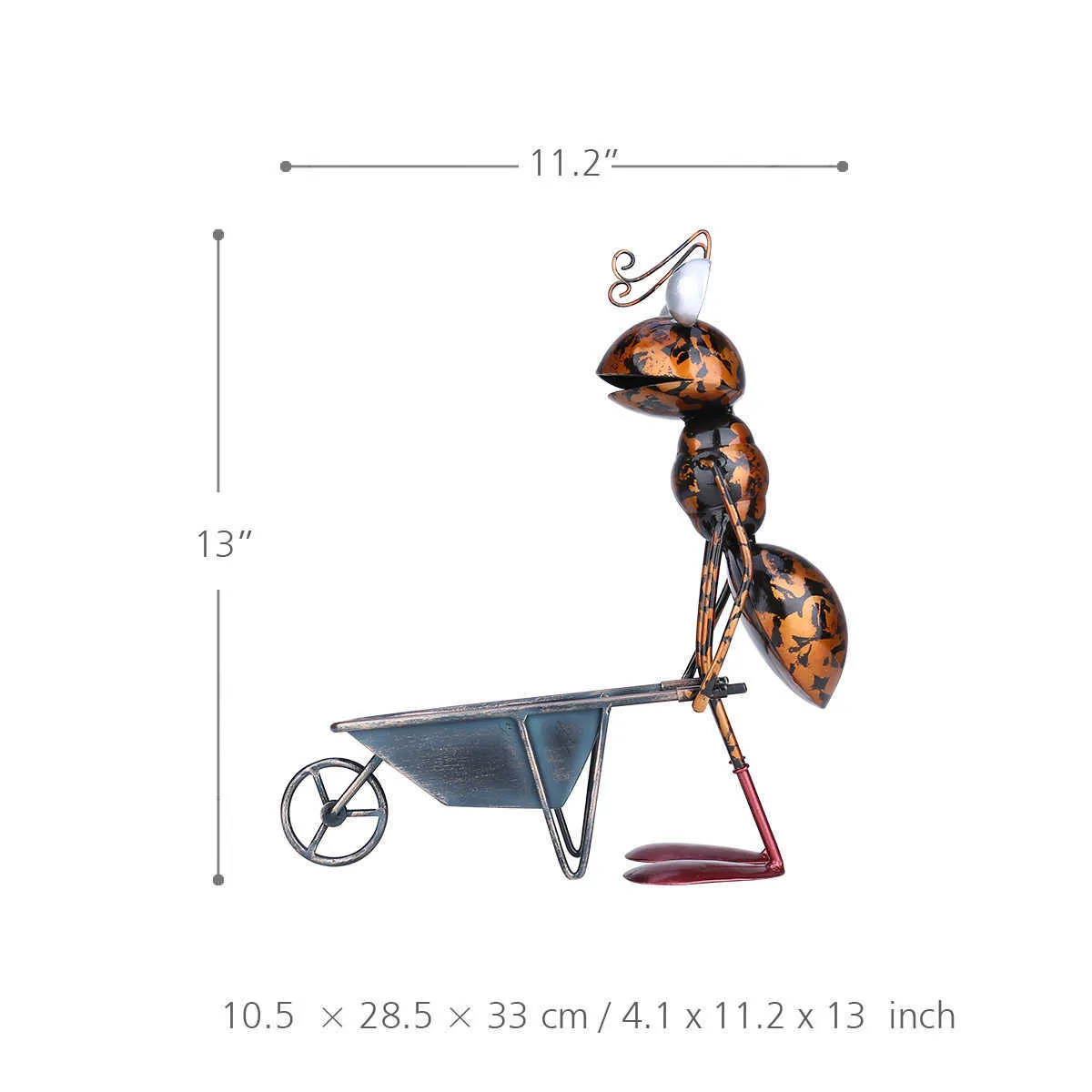 Tooarts 13inch Ant Sculpture Iron Cartoon avec godet amovible Jardin ou bureau Décor Succulent Flower Pot Trinket Storage 210804