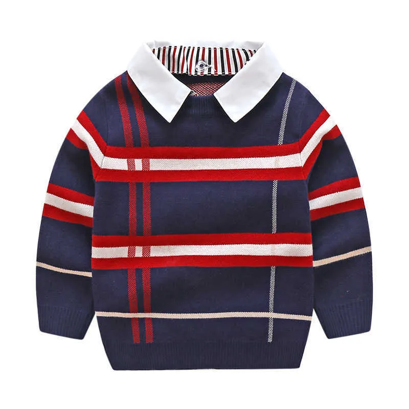 1-8T Toddler Kid Baby Boy Sweater Autumn Winter Warm Clothes Knitted Pullover Top O Neck Long Sleeve Sweater Childrens Outfit Y1024