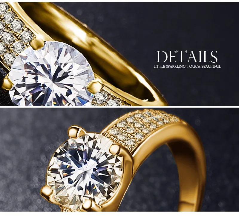 18k RGP -stempel Pure massief geelgouden ring Solitaire 2ct Lab diamant trouwringen voor dames zilver 925 sieraden1161614