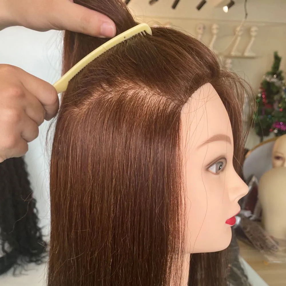 MannequinHeadWithHairforBraidingCuttingPractice100%RealHumanHairTrainingMannequinDummyHeadsforHairdresserSalonfactory direct