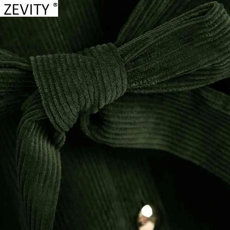 女性エレガントなシングルブレスト長袖の弓サッシスリムシャツのドレスオフィスレディースコックロイビジネスvestidos DS4736 210420