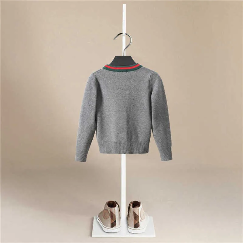 Autunno Neonati maschi Maglione Bambino Ragazzi Maglione con scollo a V Maglieria Cardigan in cotone a maniche lunghe Abbigliamento bambini Cappotto maglione bambini Q0716