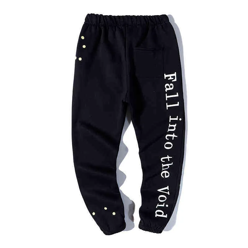 Kid Cudi Moon Sweatpants Hip Hop Men Kvinnor CPFM.XYZ StreetWear Wave Point Print Joggers Byxor Harajuku Fleece Fashion Trousers G1217