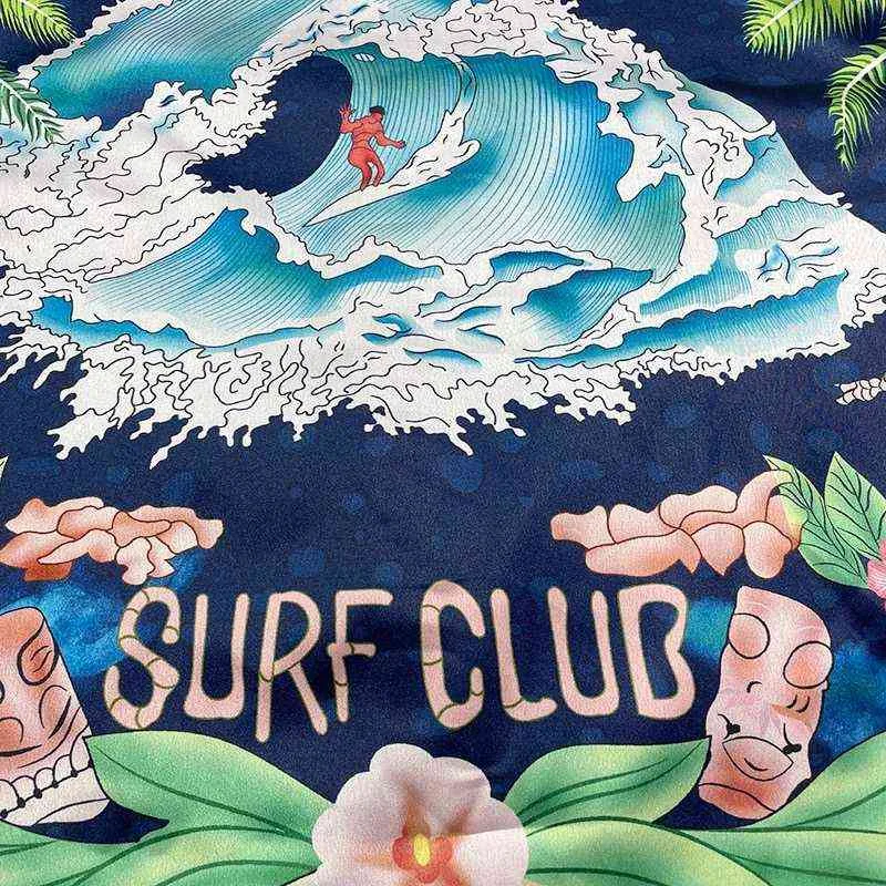 Wysokiej jakości męska koszula Casablanc Style Surf Club 22SS Wave Gradient Flower Silk Długi rękaw Koszulki