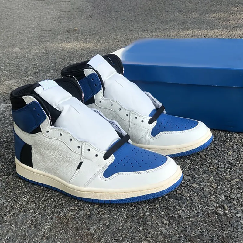 Top quality jumpman 1 high Travis Scotts x basketball shoes classic Military Blue running shoe sneakers with box
