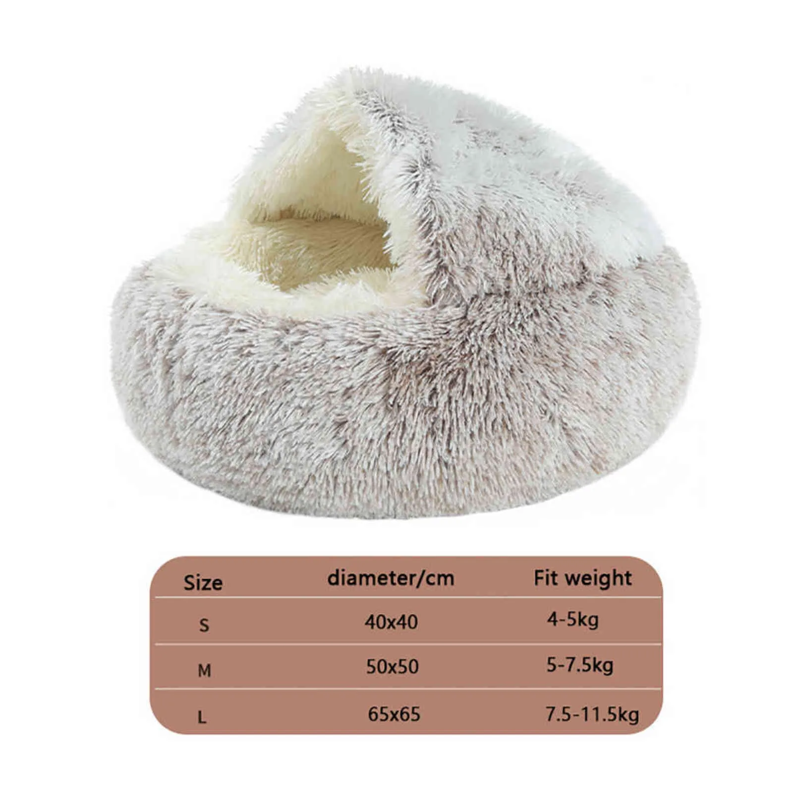 Pet Dog Cat Round Plush Bed Semi-Enclosed Nest för djup sömnkomfort i vinter s Little Mat Basket Soft Kennel 211111