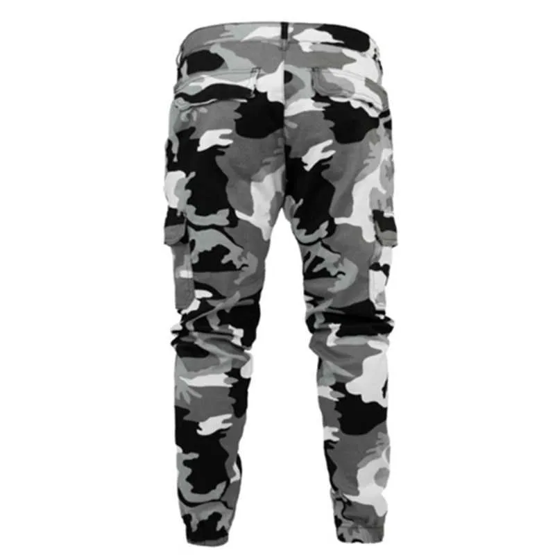 Men's Camouflage Tight Pencil Jeans 2021 New Style Slim Fit Elastic Zipper Pocket Jeans Casual Hip Hop Joggers Pants X0621