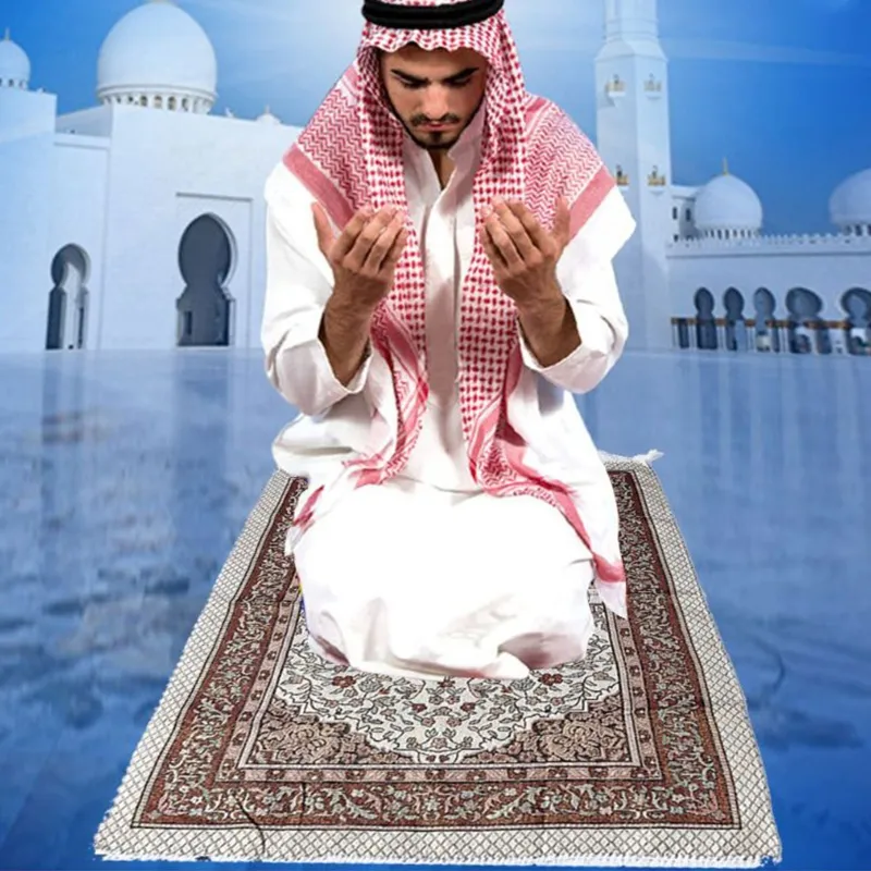 Muslimischer Gebetsteppich, tragbare Polyester-geflochtene Druckmatte, wasserdichte Decke