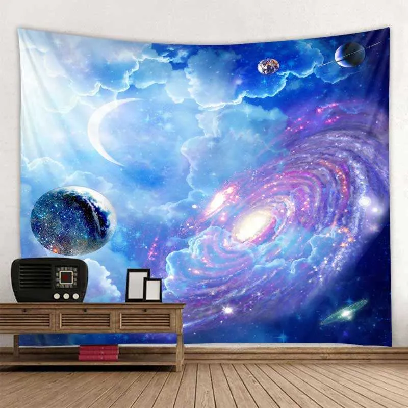 Cosmic Starry sky Decor Psychedelic Tapestry Wall Hanging Indian Mandala Tapestry Hippie Tapestry Boho Wall Cloth 210609