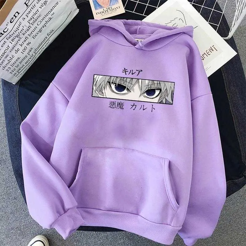 Angry Killua Devil Eye sweats à capuche 2021 mode décontracté sweat à capuche graphique Anime sweat ample Kawaii Streetwear surdimensionné à capuche Y0820