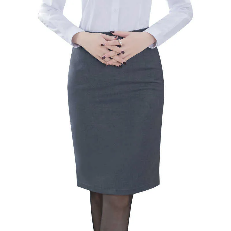 Elegant Women's Lápis Saia Fashion Coreano Ol Estilo Plus Size Alta Cintura Comprimento Do Joelho Office Bodycon 210629