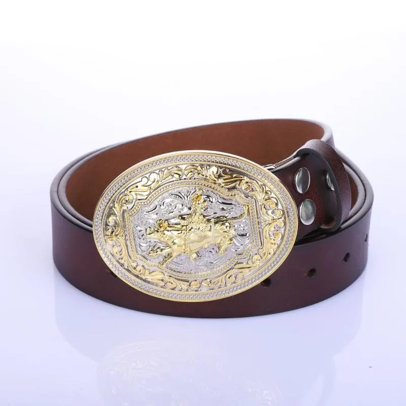 Cinturones Western Cowboy Belt Buckle Pattern Vintage Novelidad para hombres y mujeres 1 5''Belts236s