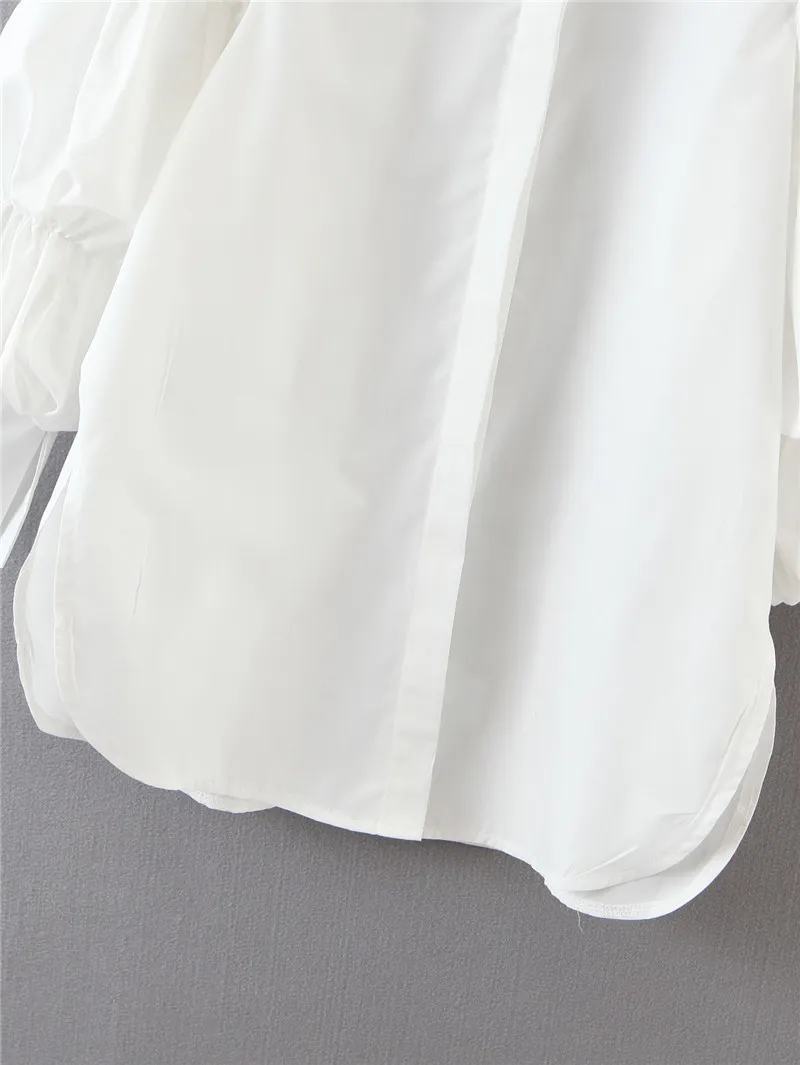 H.SA Koszula Kobiety Biały Przycisk Rękaw Puff Sleeve Streetwear Casual Luźna Party Vestidos Bluzki Biuro Damskie Topy Koszule 210417