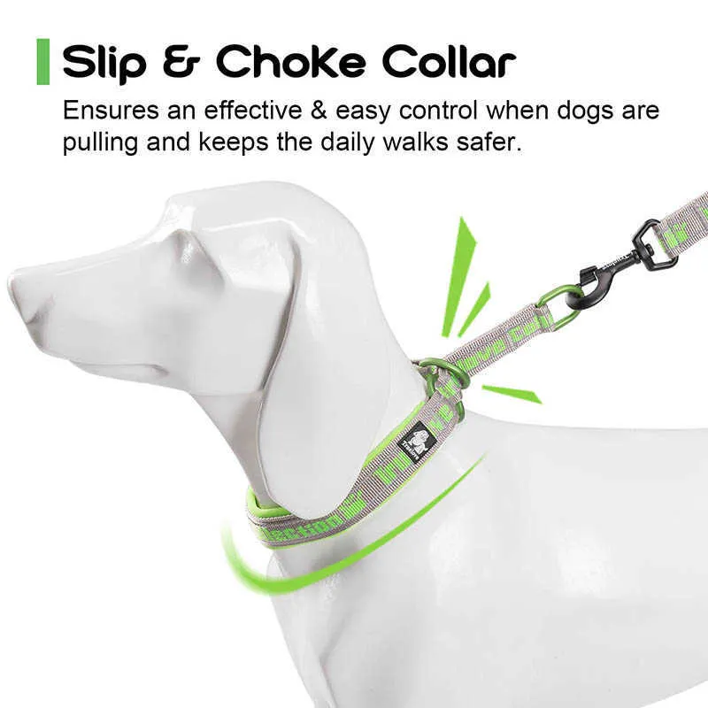 Truelove Soft Slip Dog Choke Collar刺繍反射ペット襟犬襟チョーク襟トレーニング210729