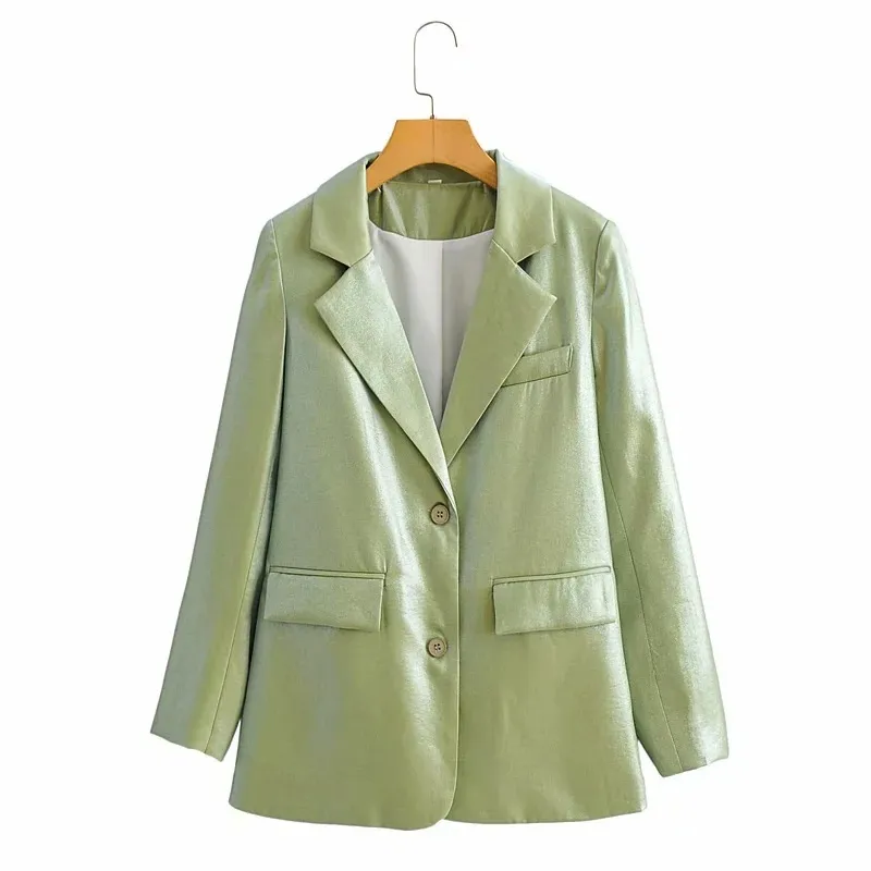 Mode Pak Vrouwelijke Blazer Single-Breasted Small Suit Jacket voor Vrouwen Herfst Winter Blazer Green Blazer Dameskleding 210514