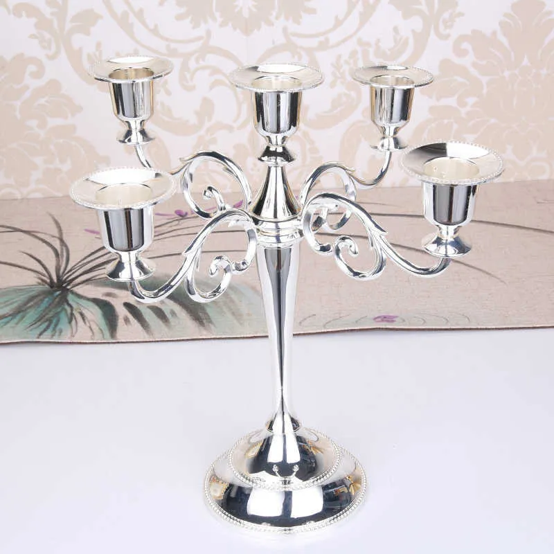 IMuwen Zilver / Goud / Brons / Zwart Metalen Pijler Kaars Houders Kandelaar Bruiloft Stand voor Mariage Home Decor Candelabra Stand 210722