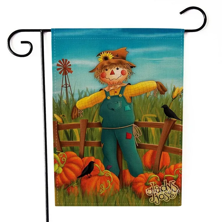 47 * 32cm Thanksgiving jardin drapeau lin motif double face dinde citrouille drapeau bienvenue automne bannière FlagsT2I52734