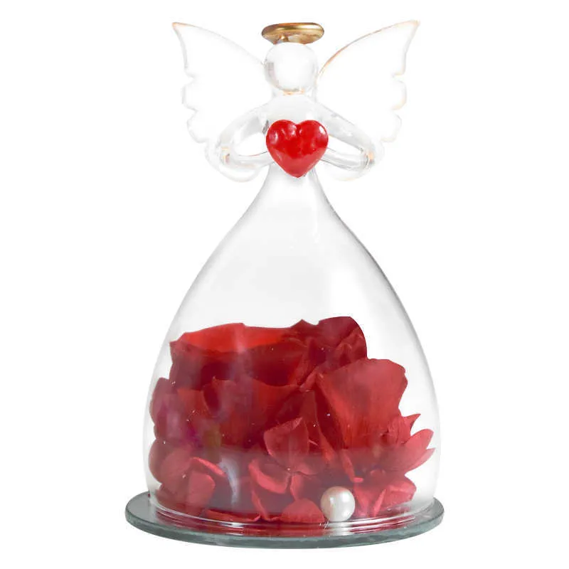 Rosa reale conservata fatta a mano con copertura in vetro d'angelo Fiori eterni Regali matrimonio Compleanno Madre San Valentino Anniversario 210624